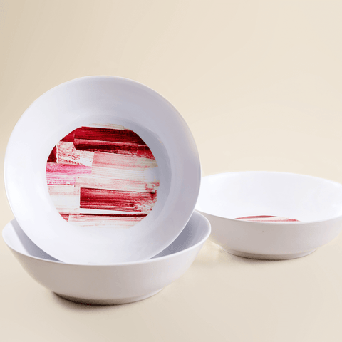 3 Pcs. Round Curry Bowls (Red Tile)