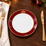 Christmas Plate - Burgundy & Gold Rim