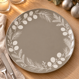 Christmas Plate - Greige Botanical