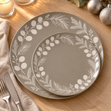 Christmas Plate - Greige Botanical