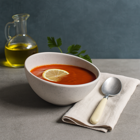 Angle Soup/ Cereal Bowl (White Granite)