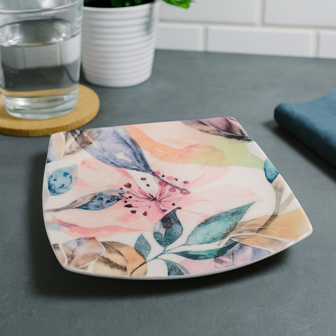 Small Square Plate (Watercolor Bloom)