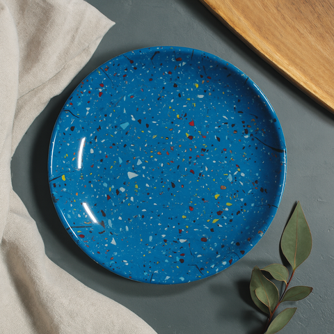 Small Round Plate (Blue Confetti)