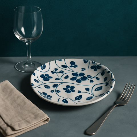 Small Round Plate (Blue Vine)