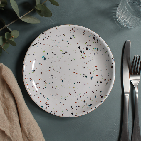 Small Round Plate (White Confetti)