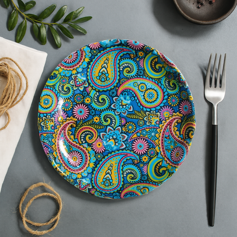 Small Round Plate (Blue Mehendi)