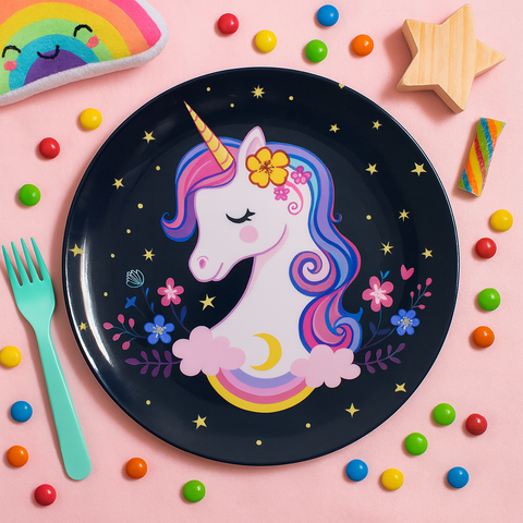 Kids Big Plate (Unicorn Black)