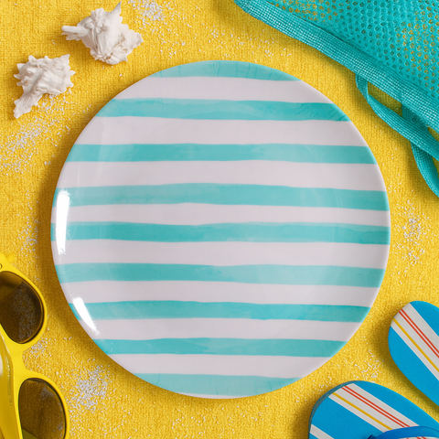 Kids Big Plate (Aqua Stripes)