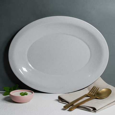 Oval Rice Platter - White Granite (5-6 persons)
