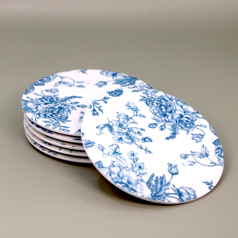 Pack of 6 Round Coasters (Oriental Blue)