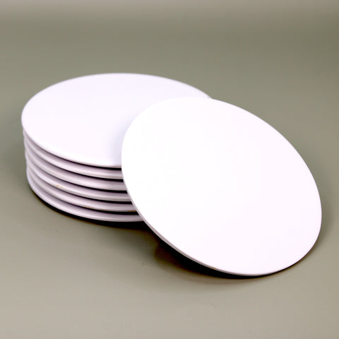 Pack of 6 Round Coasters (White)