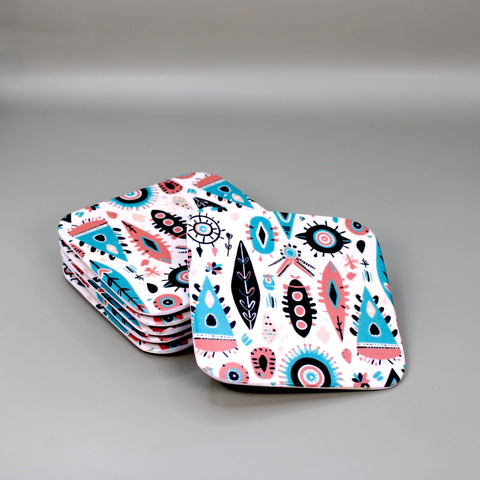Pack of 6 Square Coasters (Tribal Vibrance)