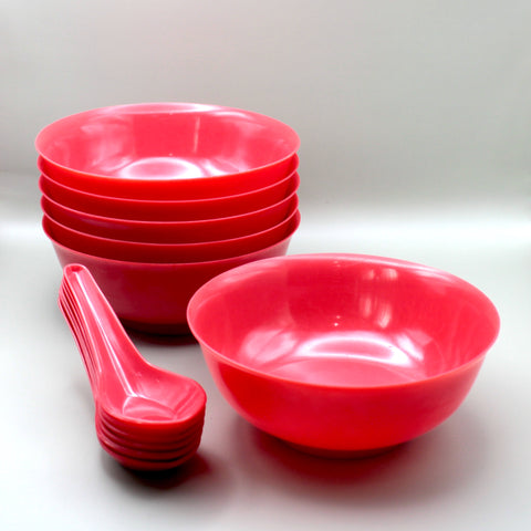 Kanji Bowl Set (6 Pax) - Red