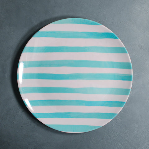 Kids Big Plate (Aqua Stripes)