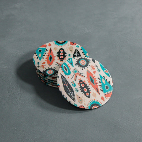 Pack of 6 Round Coasters (Tribal Vibrance)