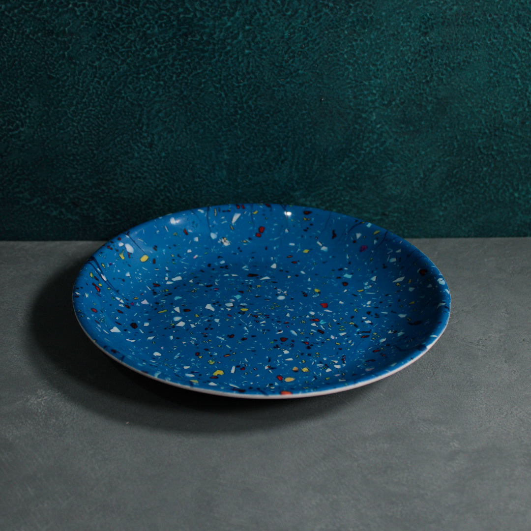 Small Rounded Plate Small Round Plate (Blue Confetti) – Five Star Melamine